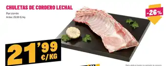 Chuletas de cordero lechal