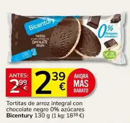 Consum Bicentury tortitas de arroz integral con chocolate negro oferta