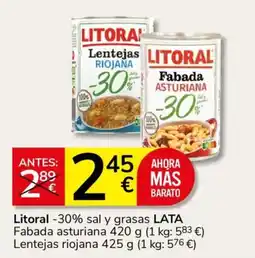 Consum Litoral fabada asturiana lentejas riojana oferta