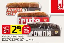 Consum Ballarà cake precortado brownie naranja-chocolate o fruta oferta