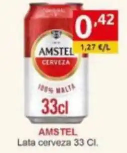 Supermercados Extremadura Amstel lata cerveza oferta