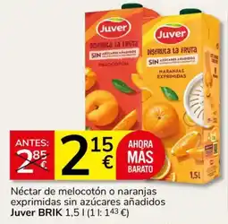 Consum Juver nectar de melocotón o naranjas exprimidas oferta