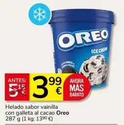 Consum Oreo helado sabor vainilla con galleta al cacao oferta