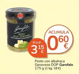 Consum Garofalo pesto con albahaca genovese dop oferta