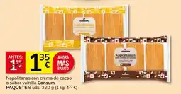 Consum Consum napolitanas con crema de cacao o sabor vainilla oferta
