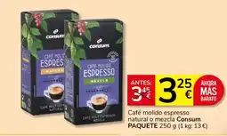 Consum Consum café molido espresso natural o mezcla oferta