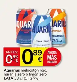 Consum Aquarius melocotón rojo, naranja zero o limón zero oferta