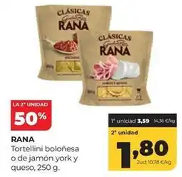 Alimerka Rana - tortellini bolonesa o de jamon york y queso oferta