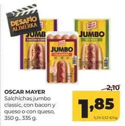 Alimerka Oscar mayer - salchichas jumbo classic, con bacon y queso o con queso oferta