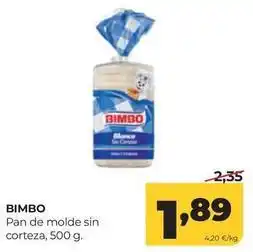 Alimerka Bimbo - pan de molde sin corteza oferta
