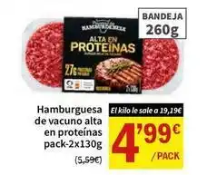 Hamburguesa de vacuno alta en proteinas