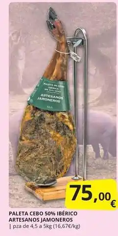 Supermercados MAS Artesanos gardel - paleta cebo 50% ibérico oferta
