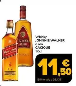 Supeco Johnnie walker / cacique - whisky o ron oferta