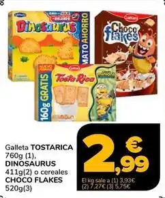 Supeco Cuétara / artiach - tostarica dinosaurus choco flakes oferta