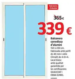 Bauhaus Balconera corredera de aluminio oferta