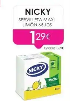 Muchas Perfumerías Nicky - servilleta maxi limón 65uds oferta