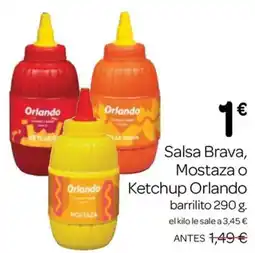 Supermercados El Jamón Orlando salsa brava, mostaza o ketchup oferta