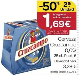 Supermercados El Jamón Cerveza Cruzcampo SIN oferta