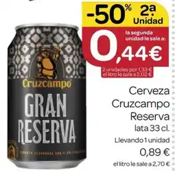 Supermercados El Jamón Cruzcampo Gran Reserva oferta