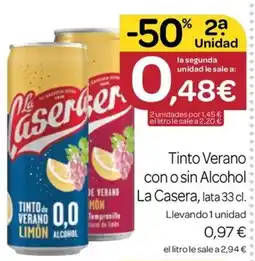 Supermercados El Jamón La Casera Tinto Verano oferta