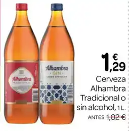 Supermercados El Jamón Alhambra cerveza tradicional o sin alcohol oferta