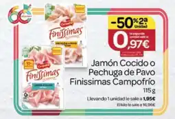 Supermercados El Jamón Finissimas Jamón Cocido o Pechuga de Pavo oferta