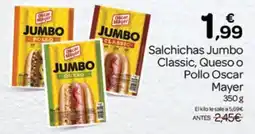 Supermercados El Jamón Oscar Mayer salchichas jumbo classic queso o pollo oferta
