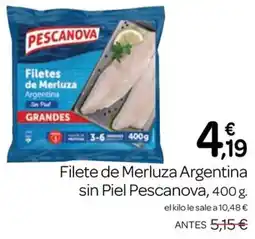 Supermercados El Jamón Pescanova filete de merluza argentina sin piel grandes oferta