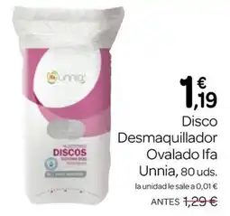 Supermercados El Jamón Ifa Unnia disco desmaquillador ovalado oferta