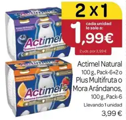 Supermercados El Jamón Actimel Natural Plus Multifruta o Mora Arándanos oferta