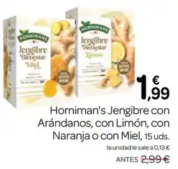 Supermercados El Jamón Horniman's Jengibre con Arándanos, con Limón, con Naranja o con Miel oferta