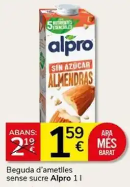 Supermercados Charter alpro beguda d'ametlles sense sucre oferta