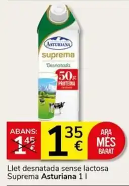 Supermercados Charter Llet desnatada sense lactosa Suprema Asturiana oferta
