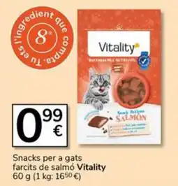 Supermercados Charter Vitality snacks per a gats farcits de salmó oferta