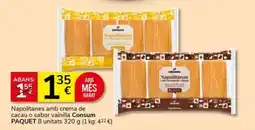 Supermercados Charter Consum Napolitanas amb crema de cacao o sabor vainilla oferta