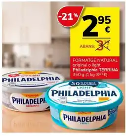 Supermercados Charter philadelphia formatge natural original o light oferta