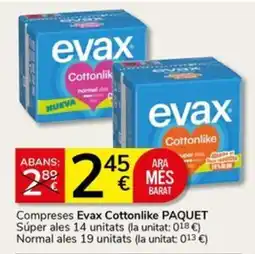 Supermercados Charter Evax Cottonlike PAQUET oferta
