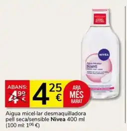 Supermercados Charter Aigua micel·lar desmaquilladora pell seca/sensible Nivea oferta