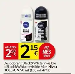 Supermercados Charter Nivea Desodorant Black&White invisible o Black&White invisible Men oferta