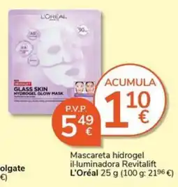 Supermercados Charter L'Oréal glass skin hydrogel glow mask oferta