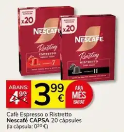 Supermercados Charter Nescafe cafe espresso o ristretto capsas oferta