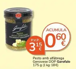 Supermercados Charter Garofalo pesto amb alfàbrega genovese dop oferta