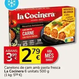 Supermercados Charter la Cocinera canelons de carn amb pasta fresca oferta