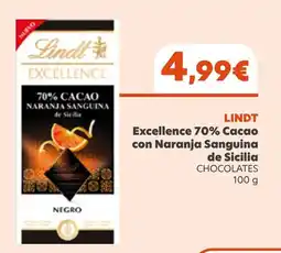 SPAR Gran Canaria Lindt Excellence 70% Cacao con Naranja Sanguina de Sicilia oferta