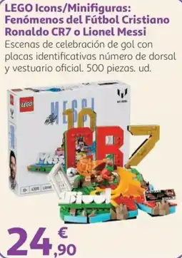 Alcampo lego icons/minifiguras: fenómenos del fútbol cristiano ronaldo cr7 o lionel messi oferta