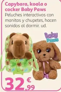 Alcampo Baby Paws capybara koala o cocker oferta