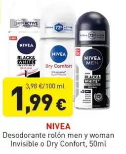 Hiperber Nivea desodorante rolón men y woman invisible o dry confort oferta