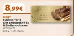 Supermercats Jespac Lindt Sublime Torró Llet amb praliné de Milfulles cruixents oferta