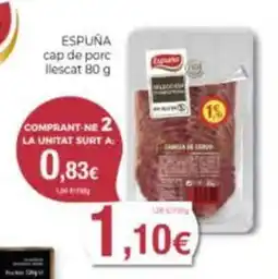Supermercats Jespac Espuña cap de porc llescat oferta