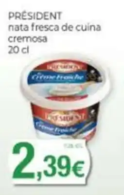 Supermercats Jespac President nata fresca de cuina cremosa oferta